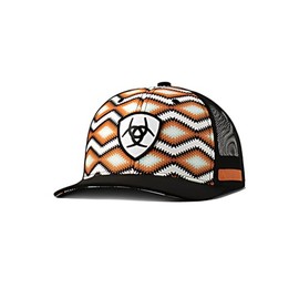 ARIAT Ladies Orange Trucker Cap with Southwest Print and Shield Patch