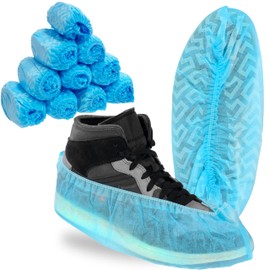 XRGO XSHC2 Premium Thick Disposable Non-Slip Shoe and Boot Covers - Pack of 100 (50 Pairs) Durable, Water Resistant, Non-Toxic, 100% Latex Free (Fits Up to 14 US Men and 16 US Women Size) Blue