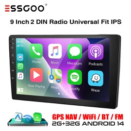 ESSGOO 9" Android 14 Auto Apple Carplay Car Stereo 2 DIN GPS NAVI FM Radio 2+32G WIFI