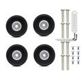 Pack of 4 Suitcase Wheels Replacement, 50 mm x 18 mm Replacement Wheels for Suitcase, Universal Luggage Wheel Replacement, Travelite Suitcase Wheels, Replacement Wheels, Trolley Replacement Wheels
