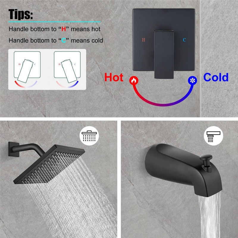 Heyalan Shower Faucet Set with Tub Spout Shower Trim Kit