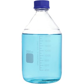Basstein Lab Media Storage Round Bottles Graduated Glass Container GL45 Screw Cap Leakproof Multi-Purpose for Scientific | pack of 1 (Blue,2000ml)