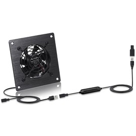 Xiaoqijia 80mm USB/DC Silent Cooling Fan - 5V/12V Dual Voltage, 4-Inch, 6-Speed Adjustment, Timed Cycle Switch - for Home Theater AV Cabinets, Server Racks, Cupboards, Pet Nests,Greenhouses, RVs