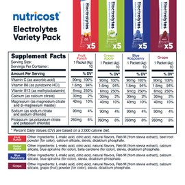 Nutricost Electrolytes Complex, Variety Pack Flavored, 40 Stickpacks - Advanced Hydration Complex