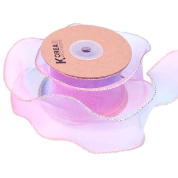 moonfarm Rainbow Organza Ribbon, Width 2.0 inches (5 cm), Gold