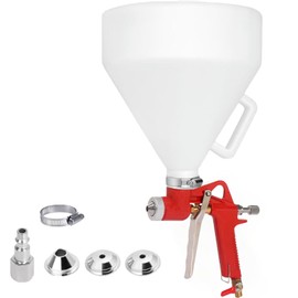 Drywall Wall Painting Sprayer Air Hopper Spray Gun 1.5 Gallon with 4.0mm/6.0mm/8.0mm Nozzle Paint Texture for Stucco Mud Popcorn Ceiling Orange Peel Knockdown Red