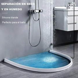 Barrera de Tope de Agua: Presa de Tira de Agua, Barrera Impermeable de Silicona, Protector de Agua de Ducha Autoadhesivo, Tira de Retención de Agua Plegable, Bloqueador de Agua de Ducha (2M, Gris)