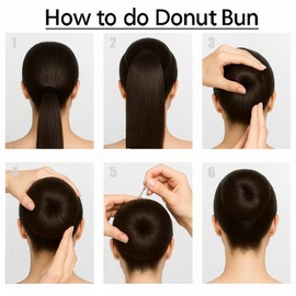 8 Pcs Hair Bun Maker Kit - Donut Bun Makers(4pcs Brown + 4pcs Beige) with 5 Elastic Hair Bands & 40 Bobby Pins,Ballet Bun for Women and Kids with Elastic Hair Ties, Hair Pins(Brown and Gold)