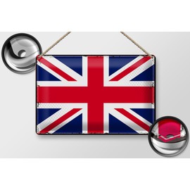 FEMER Tin Sign Union Jack Flag Retro United Kingdom 30 x 20 cm