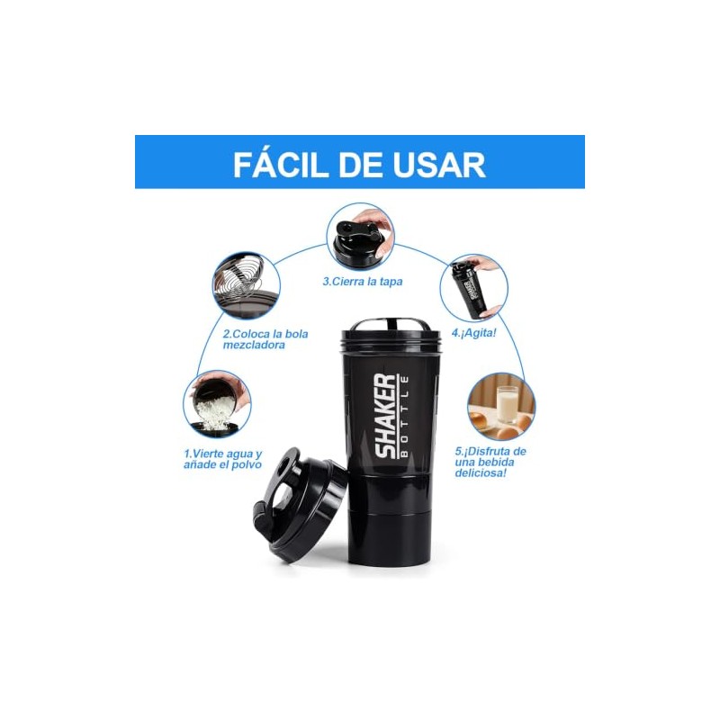16OZ Botella para Proteina de Coctelera, vaso shaker para proteina