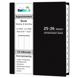 Appointment Book 2025-2026 - Appointment Planner with Weekly ＆ Monthly Spread, Jul 2025 - Jun 2026, 8.5’’ x 10.5’’, Large, 15 Minute Increments, 2025-2026 Daily Planner with Pockets, Tabs, thick paper