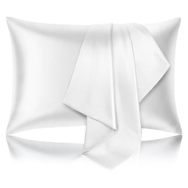 Hafaa White Satin Pillowcase 2 pack – Standard Size (50x75cm) Envelope Closure Satin Silk Pillowcases for Hair and Skin – Luxury Soft Hotel Quality Anti Wrinkled Silk Pillow Case