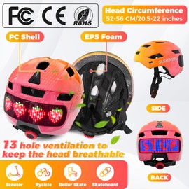 Kids Bike Helmet Toddler Helmet for Boys Girls Youth Kids with LED Lights Bicycle Helmets with Protective Gear Set Knee Elbow Wrist Pads for Cycling Skateboard Scooter Skating (Fits 20.5-22in)