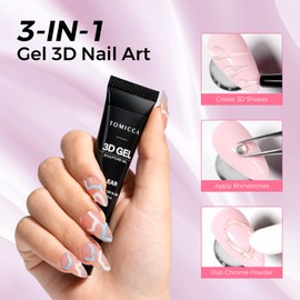 TOMICCA 3D Nail Gel Clear Sculpture Gel 15g Nail Art Sculpting for 3D Modeling Design Sculpting Beginners DIY Manicure Salon at Home