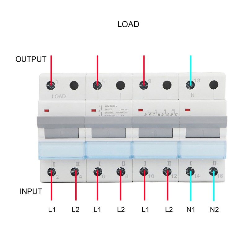 400VAC Dual Power Manual Transfer Switch DIN Rail Mount Single