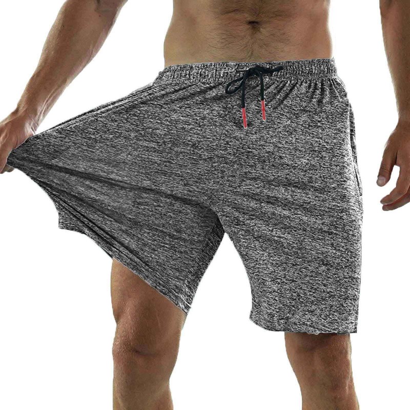 JustSun Men's Sports Shorts with Zip Lightweight Stretch Fabric, Black
