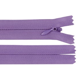 cyclingcolors 2x Cerniera invisibile N°3 30 cm – chiusura lampo in poliestere con cursore, estremità aperta, per cucito sartoria abbigliamento giacche cappotti – nero viola chiaro