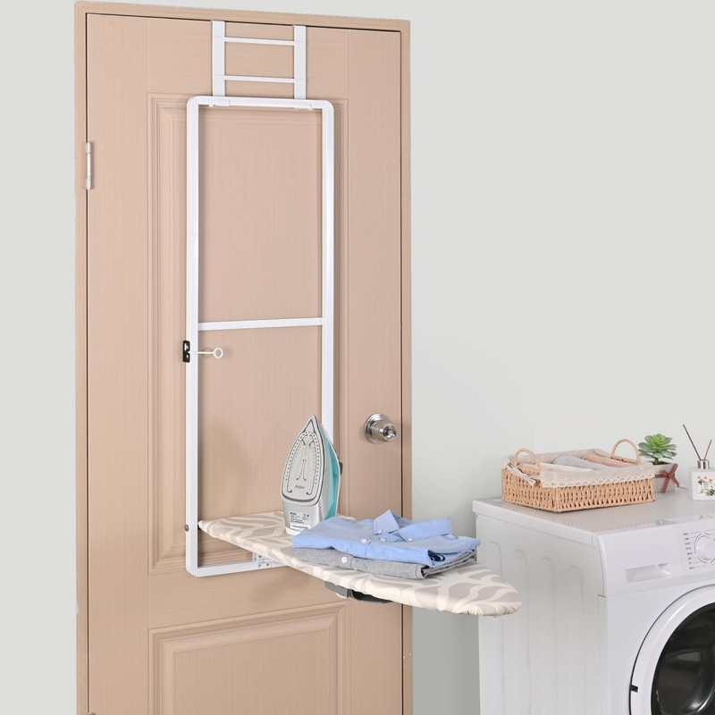 KINGBOARD Over Door Ironing Board, Hanging Ironing Board with Iron