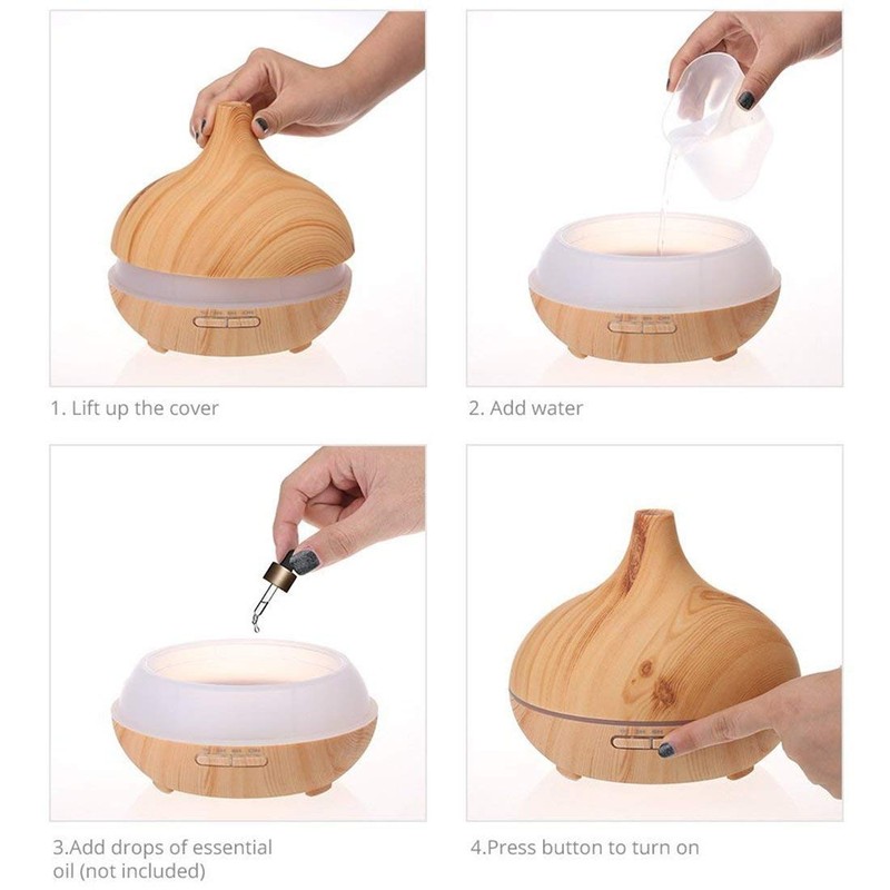 Aroma Essential Oil Diffuser, JoySusie 500ml Wood Grain Ultrasonic Cool