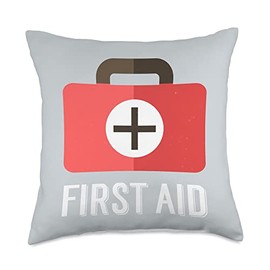 Cross Emergency Red First Aid kits Red First Aid kit | Cross Emergency Lifeguard Staff Throw Pillow, 18x18, Multicolor