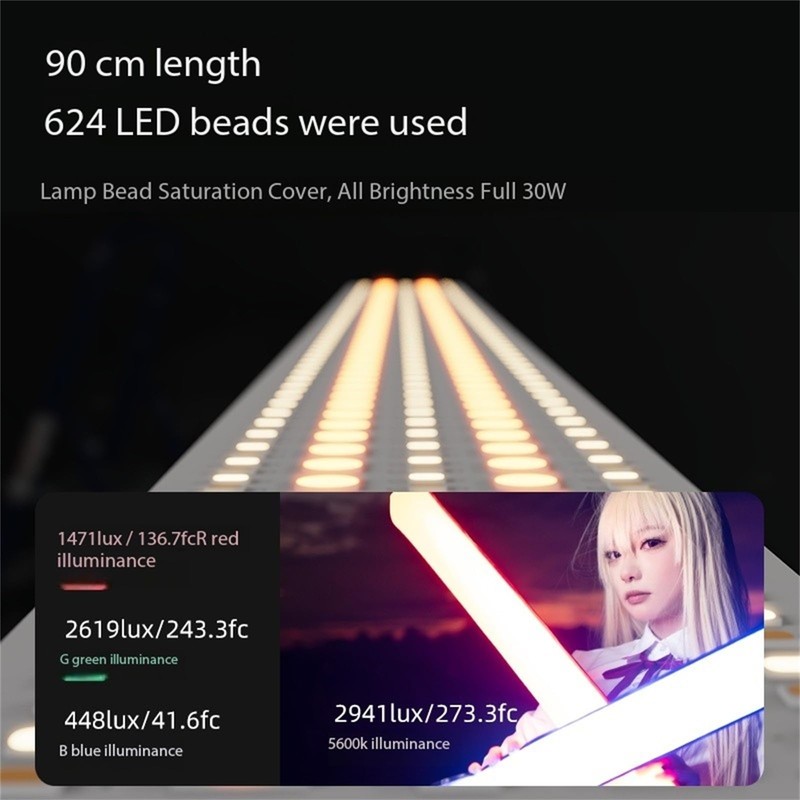INKEE GC30C 30W RGB Inflatable LED Tube Light, Magnetic Portable