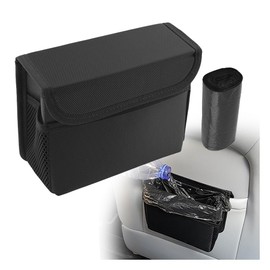 Upgraded Magnetic Car Trash Can with Lid,Mini Hanging Car Trash Bin with Mesh Pocket & 30PCS Garbage Bag,Collapsible Cars Garbage Can as Cars Storage Organizer for Most Auto