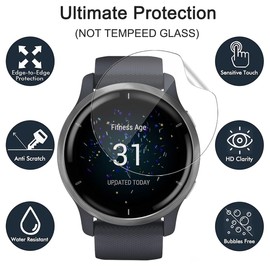 carinacoco 3 Pack Screen Protector for Garmin Venu 2, HD Clear Flexible Soft TPU Screen Protector, Anti-Scratch, Bubble Free, Anti-Fingerprint Self-Healing Elastic Skin Protective Film