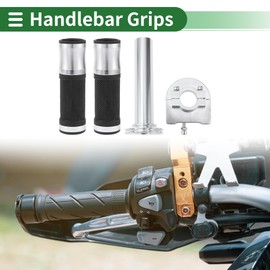 TUCKBOLD 7/8" 22mm 15/16" 24mm Motorcycle Hand Grips Cover Kit Aluminum Alloy Rubber Handlebar Grips for Motorcycle Scooter Bicycle ATV Silver Tone 1set