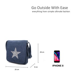 Women Sparkling Glitter Golden Star Shoulder Bag Travel Cross Body Bag Casual Messenger Bag Perfect for Casual Work Or School Use (Green)