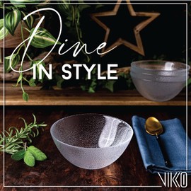 Vikko Soup Bowls, 6.5 Inch Salad Bowls, Glass Soup Bowls, Elegant Textured Glass Bowls, Set of 6, Dishwasher Safe