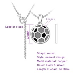 GW Unisex Pendant Necklace 3D Football Design Pendant with Chain Ball Shape Necklaces for Women Men Youth Engraving Fashionable Jewellery, Metal Metal Zirconia, Cubic Zirconia