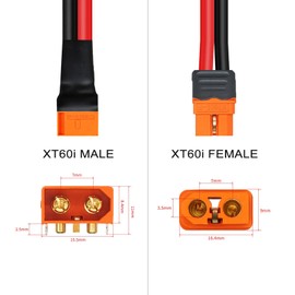Generic 10 AWG 30 Feet XT60i to XT60i Extension Cable, XT60i Male to Female Adapter Cable Silicone Wire for Portable Power Station Solar Generator, Red/Black