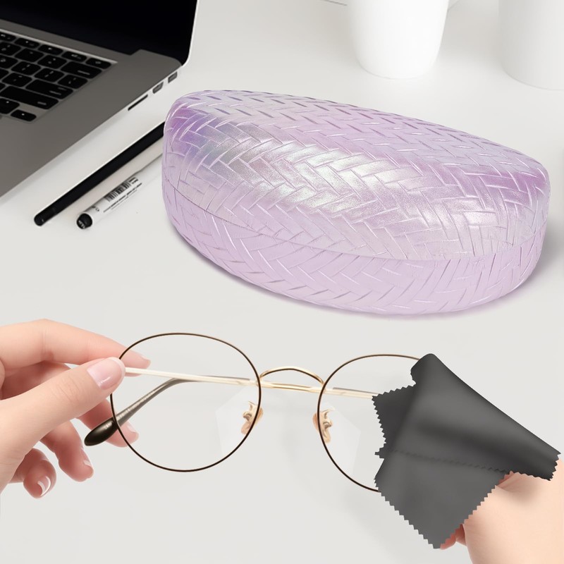 molshine Hard Shell Sunglasses Case,PU Leather Large Glasses Case,Weave Pearlescent