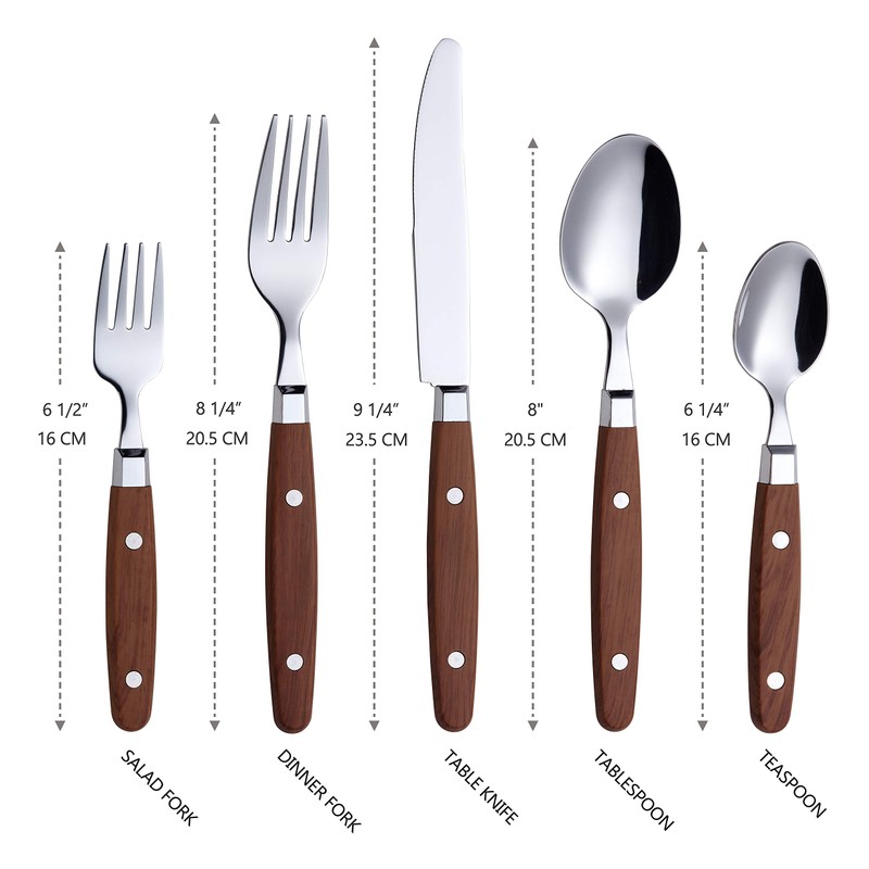 ANNOVA Silverware Set Stainless Steel Cutlery Color Handle With Rivet/Retro