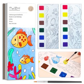 JUNQIU Watercolor Coloring Books for Kids Ages 4-8, Pocket Watercolor Painting Book for Toddlers, Arts and Crafts Kit Easter Basket Stuffers for Girls Boys