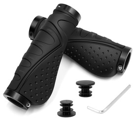 HNOOM Bike Handlebar Grips Non-Slip Rubber Bike Grips with Aluminum Lock Ergonomic Mountain Bike Grips 22.2 mm MTB Grips Universal Cycle Handlebar Grips for Scooters/BMX/Road Mountain (Black)
