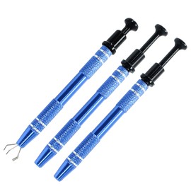 Hordion 4-Claw Pick up Tool Piercing Ball Grabber, Stainless Steel 4 Prongs Jewel Pickup Tool Terp Pearl Grabber for IC Chip Electronic Components Nails Clamping (3 Pack, Blue)