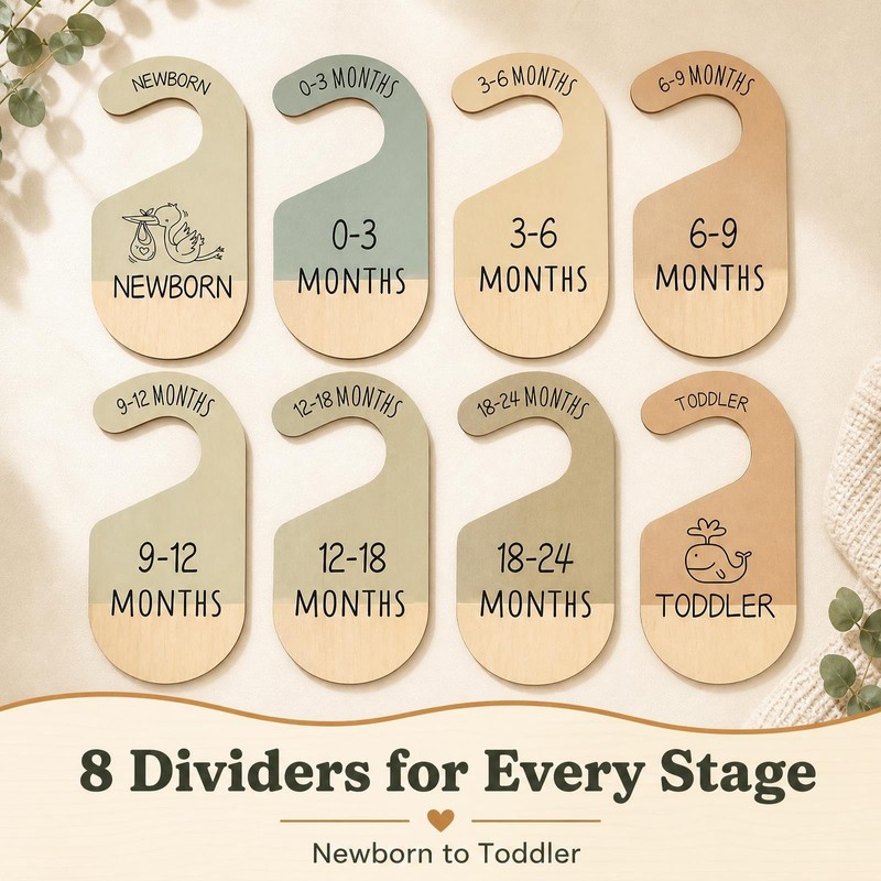8 PCS Baby Wardrobe Dividers, Colorful Baby Hangers Babys Clothes