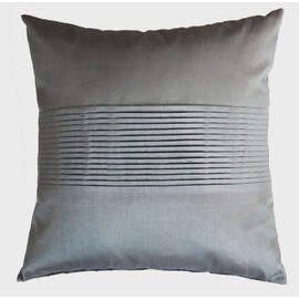 Sterling Mill LUXURY FAUX SILK PLEATED CUSHION COVERS 18" x 18" (45x 45cm) - 7 Colours (Warm Silver)