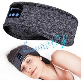 WESEN Sleep Headphones, Soft Headband Head earphones for Sleeping and Sport, Wireless Headphone with Stereo Speaker, Bluetooth Music Headphone with Microphone for Dad/Mom/Her/Him/Travel/Running (Grey)