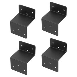 sourcing map 4 Pcs Z Brackets, Iron Double Angle Channel Profile Corner Brace Lumber Connector for Shelf Furniture Gazebo, 3.2"x2.36"x2", Black