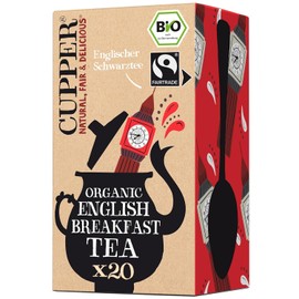Cupper Organic Black Tea, Black Tea, English Breakfast Tea, 20 Unbleached Tea Bags, Fair Trade, Eco-Friendly, Fair Trade