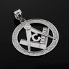 925 Sterling Silver Freemason Medallion Style Masonic Pendant Necklace (Large),