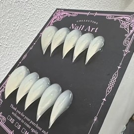 Handmade Press on Nails Extra Curve Stiletto Fake Nail Long Curved Press on Nails 3D Eagle Claw Designs Full Cover White Thickened Hawk False Nail Eagle Claw Art Soft Acrylic Nails for Women（Size S）