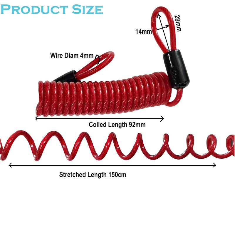 MyyYiTar 59in(1.5M) Spring Wire Cable with Loops 4mm Thickness Rubber