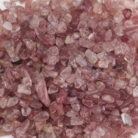 Cherry Tree Collection 1/2 Pound Polished Tumbled Gemstone Chips, Pebbles, Crystal Chips Bulk for Jewelry Making, Healing, Plants, Succulents, Aquariums, Decoration, Chakra (Strawberry Quartz)