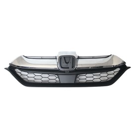 YLT AUTO Front Bumper Upper Grille Guard with Replacement Kit Black Front Cover Air Intake with Chrome Trim for 2017 2018 2019 Honda CR-V CRV