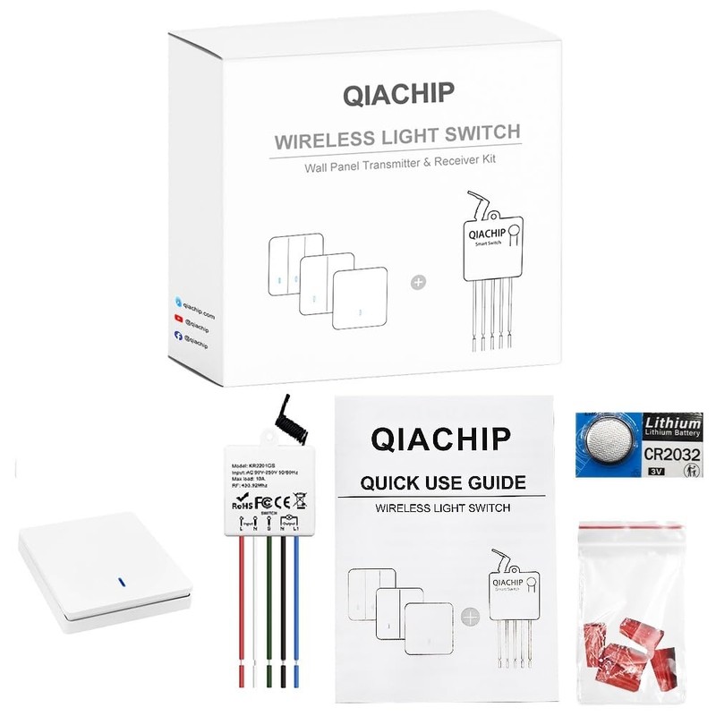QIACHIP 220 V 230 V Wireless Light Switch, 433 MHz