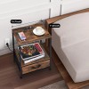 Unbranded Nightstand with Fabric Drawer & Charging Station End Table
