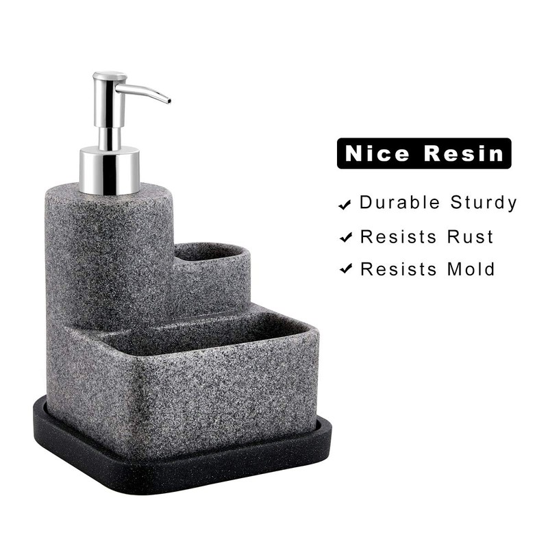ZCCZ Black Soap Dispenser with Sponge Holder, Kitchen Soap Dispenser